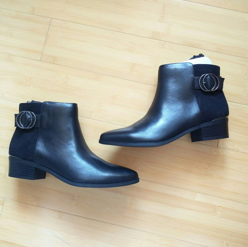 -NEW- Alfani Step N Flex Leather Oakleyy Booties 6